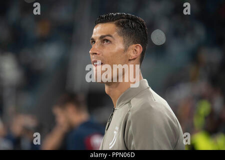 Turin, Italien. 26. September 2018. Cristiano Ronaldo von Juventus Turin in der Serie A zwischen Juventus Turin und Bologna im Stadion von Juventus Turin, Turin, Italien am 26. September 2018. Foto von Alberto in Castelgandolfo. Nur die redaktionelle Nutzung, eine Lizenz für die gewerbliche Nutzung erforderlich. Keine Verwendung in Wetten, Spiele oder einer einzelnen Verein/Liga/player Publikationen. Credit: UK Sport Pics Ltd/Alamy leben Nachrichten Stockfoto