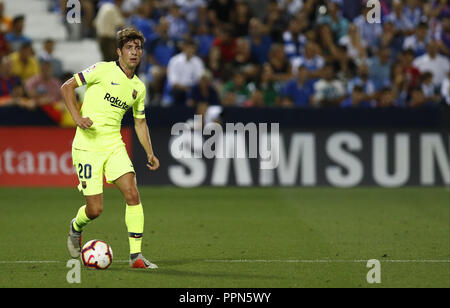 Leganes, Madrid, Spanien. 26 Sep, 2018. Sergi Roberto (FC Barcelona) während der Liga Match zwischen CD Leganes und FC Barcelona im Butarque Stadion in Leganes, Spanien. Credit: Manu Reino/SOPA Images/ZUMA Draht/Alamy leben Nachrichten Stockfoto