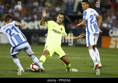 Leganes, Madrid, Spanien. 26 Sep, 2018. Sergio Busquets (FC Barcelona) während der Liga Match zwischen CD Leganes und FC Barcelona im Butarque Stadion in Leganes, Spanien. Credit: Manu Reino/SOPA Images/ZUMA Draht/Alamy leben Nachrichten Stockfoto