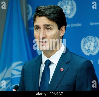 New York, NY, USA. 26 Sep, 2018. Justin Trudeau in Anwesenheit für die 73. Tagung der Generalversammlung der Vereinten Nationen Assembly-Day 3, United Nations, New York, NY, 26. September 2018. Credit: RCF/Everett Collection/Alamy leben Nachrichten Stockfoto