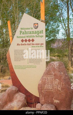 Eingangsschild, Pahranagat National Wildlife Refuge, Nevada Stockfoto
