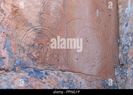 Hickison Petroglyphen Petroglyphen, Erholungsgebiet, Mount Lewis Bezirk Büro des Land-Managements, Nevada Stockfoto