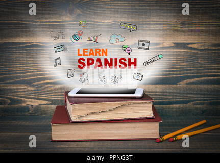 Spanisch, Bildung und Wirtschaft Hintergrund lernen Stockfoto