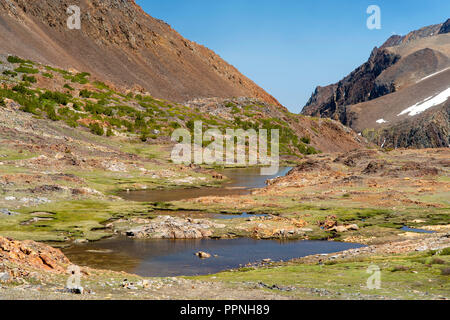 Anzeigen von Parker Pass ostwärts auf der Suche; Ansel Adams Wilderness, Inyo National Forest, Sierra Nevada, Kalifornien, USA. Stockfoto