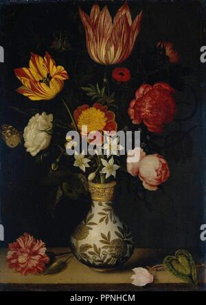 Der ältere, Ambrosius Bosschaert - Stillleben mit Blumen in einer Vase Wan-Li (1619). Stockfoto