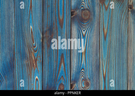 Blau Holztisch Hintergrund. Nahaufnahme von rustikalen blau Holz Tisch Stockfoto