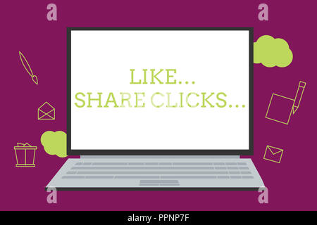 Handschrift Text schreiben Wie Aktie Klicks. Konzept Bedeutung Content Marketing Social Media Engagement zu erhöhen. Stockfoto