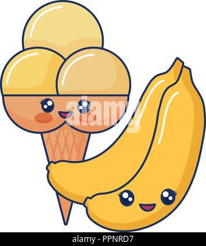 Süße tropische Bananen Eis Vector Illustration Stock Vektor