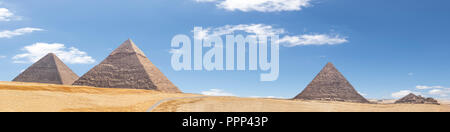 Panorama der Bereich mit den Pyramiden von Gizeh, Ägypten Stockfoto