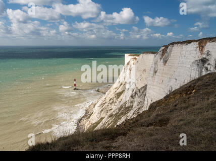 Beachy Head Leuchtturm auf windigen Tag Stockfoto