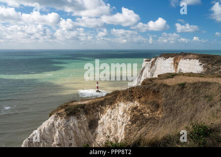 Beachy Head Leuchtturm auf windigen Tag Stockfoto