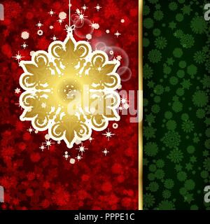 Hintergrund mit Weihnachten Dekoration und Schneeflocken, Illustration. Stock Vektor