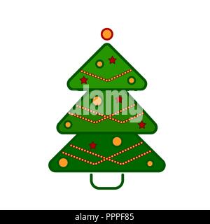 Weihnachtsbaum, Vektor linie farbenfrohe Symbol auf weißem Hintergrund. Stock Vektor