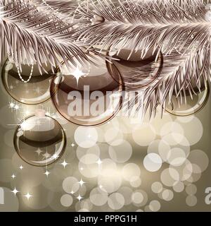 Weihnachten Hintergrund mit transparenten Kugeln Stock Vektor