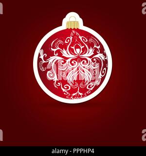 Weihnachten Hintergrund. Aufkleber Ball. Vector Illustration. Stock Vektor