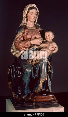 VIRGEN DE BELEN - SIGLO XVI-ESCULTURA EN BARRO COCIDO Y POLICROMADO. Autor: PIETRO TORRIGIANO PIETRO/TORRIGIANI. Lage: das Museo DE BELLAS ARTES - CONVENTO DE LA MERCED CALZAD. Sevilla. Sevilla. Spanien. Stockfoto