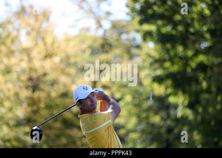 Das Team Europa Paul Casey bei der voranzeige Tag vier der Ryder Cup bei Le Golf National, Saint-Quentin-en-Yvelines, Paris. Stockfoto