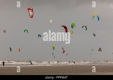 Kite Surfer, St. Peter Ording, Nordfriesland, Schleswig-Holstein, Deutschland Stockfoto