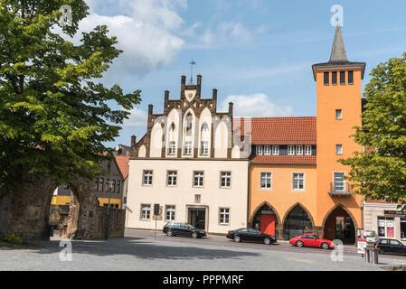 Altes Rathaus, Lübbecke, Minden-Luebbecke, Minden, Ostwestfalen-Lippe, Nordrhein-Westfalen, Deutschland Stockfoto