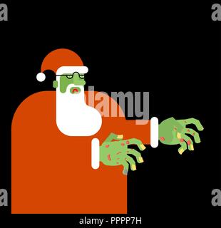 Santa Claus Zombie. Weihnachten Großvater Horror. Halloween neues Jahr Stock Vektor