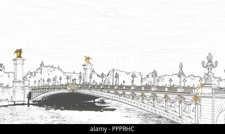 Pont Alexandre III auf Seine - Paris Frankreich Stockfoto