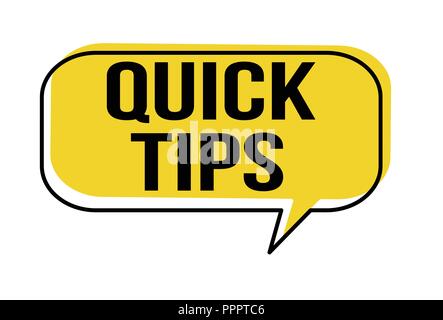 Schnelle Tipps Sprechblase auf weißem Hintergrund, Vector Illustration Stock Vektor