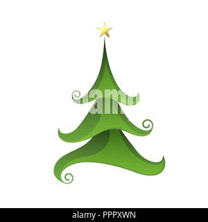 Frohe Weihnachten Baum auf Weiß isoliert. Vector Illustration Stock Vektor