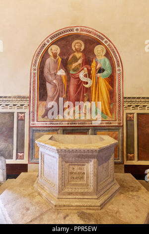 Italien Kunst - mittelalterliche Fresken aus dem 14. Jahrhundert in der Kirche von Santagostino, Montalcino, Toskana Italien Europa Stockfoto