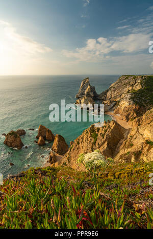 Die schönen Praia da Ursa Strand an der wilden Atlantikküste Portugal von oben gesehen Stockfoto