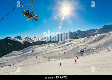 Superbagneres Luchon - Ski Resort. Bagneres de Luchon. Haute-Garonne. Midi-Pyrenäen. Frankreich. Stockfoto