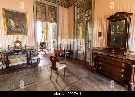 Queluz, Portugal - Dezember 9, 2017: Apartments von Prinzessin in Queluz Palast. Ehemals als Sommerresidenz der portugiesischen Royal fami verwendet Stockfoto