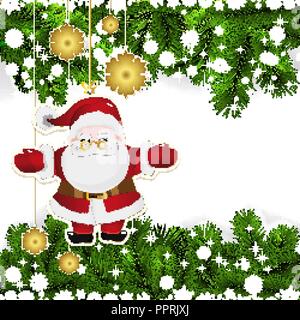 Weihnachten Hintergrund mit weihnachtlichen Dekor und grüne Zweige der Weihnachtsbaum. Stock Vektor