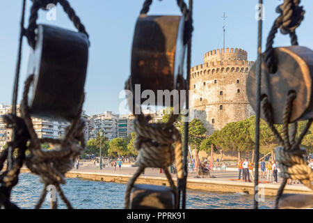 THESSALONIKI, Griechenland - 15 September: Allgemeine Ansicht der Weiße Turm von Thessaloniki am 15. September 2018. Stockfoto