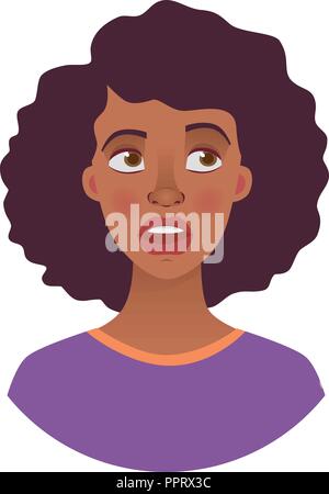 Portrait der afrikanischen Frau. Gefühle der afrikanischen amerikanischen Frau Gesicht. Gesichtsausdruck. Afrikanisches Mädchen Vector Illustration Stock Vektor