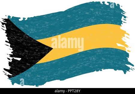 Flagge der Bahamas, Grunge abstrakten Pinselstrich isoliert auf einem weißen Hintergrund. Vector Illustration. Stock Vektor