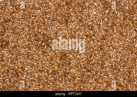 Menge ganze Frische braune flaxseeds flatlay isoliert Stockfoto