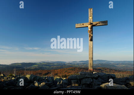 Gipfel des Lusen, Oktober, Lusen, Nationalpark Bayerischer Wald, Deutschland Stockfoto