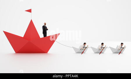 Einigkeit macht stark. Arbeitnehmer, die machen das Unternehmen vorwärts gehen. Konzept der Teamarbeit und der Allianz. 3D-Rendering Stockfoto
