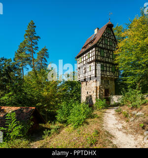 Herzogsstuhl, jagdhaus von Herzog Ernst II. von Sachsen-altenburg, auf dem Toppler Schloss in Rothenburg o.d. Tauber modelliert Stockfoto