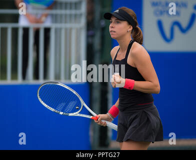 September 25, 2018 - Anet Kontaveit Estlands in Aktion während der zweiten Runde im Jahr 2018 Wuhan Dongfeng Motor öffnen WTA Premier 5 Tennis Turnier Quelle: AFP 7/ZUMA Draht/Alamy leben Nachrichten Stockfoto