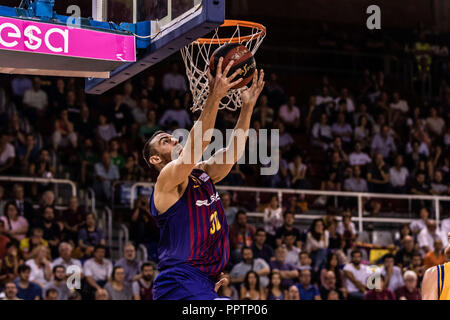 In Aktionen während der Liga Endesa Match zwischen dem FC Barcelona Lassa und Herbalife Gran Canaria am 27. September 2108 im Palau Blaugrana, in Barcelona, Spanien. 27 Sep, 2018. Quelle: AFP 7/ZUMA Draht/Alamy leben Nachrichten Stockfoto