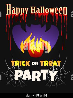 Halloween Party Poster im Comic-stil gezeichnet. Vector Illustration. Stock Vektor