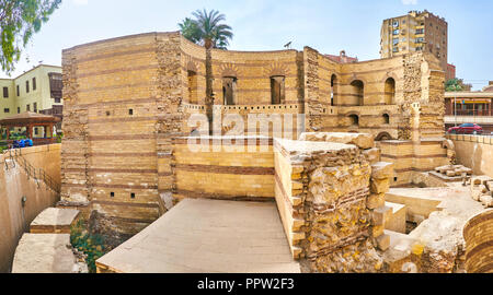 Die Ruinen von Babylon Festung, die wichtigsten forpost in alten Zeiten in Ägypten, im Koptischen Viertel gelegen in Kairo, Ägypten Stockfoto