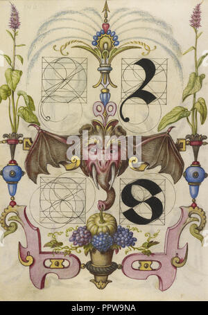 Leitfaden für den Bau der Buchstaben r und s; joris Hoefnagel, Flämisch, ungarischen, 1542-1600, Wien, Österreich; über 1591 Stockfoto