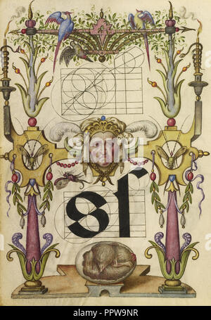 Leitfaden für den Bau der Buchstabe s, joris Hoefnagel, Flämisch, ungarischen, 1542-1600, Wien, Österreich; ca. 1591 - 1596 Stockfoto