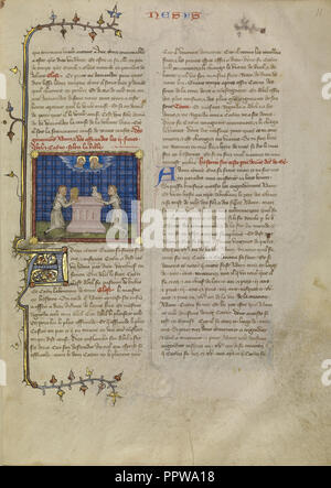 Kain und Abel Geschenke; Master von Jean de Mandeville, Französisch, Aktiv, 1350-1370, Paris, Frankreich; über 1360 - 1370 Stockfoto