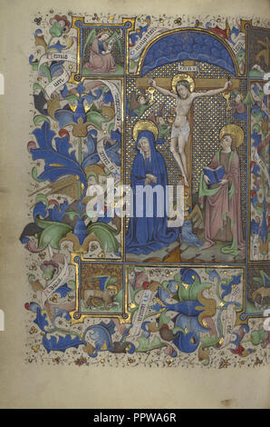 Die Kreuzigung; Meister der Guillebert de Mets, Flämisch, aktiv über 1410-1450, Gent, wahrscheinlich, Belgien; 1450 - 1455 Stockfoto