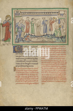 Die Unbestattet Einrichtungen der zwei Zeugen und der Freude Menschen; London, England; etwa 1255 - 1260; Tempera Farben Stockfoto