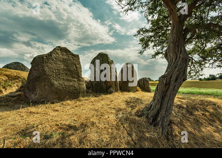 Long Barrow von Gronsalen auf der Insel Mön Stockfoto