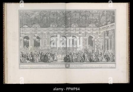 Gebunden Drucken, Décoration du Bal Masque donné par le Roy dans la Grande Galerie du Château de Versailles, à l ‥ 99 Anlass du Mariage de Louis Dauphin de France avec Marie Thérèse Infante d ‥ 99 0142. Stockfoto